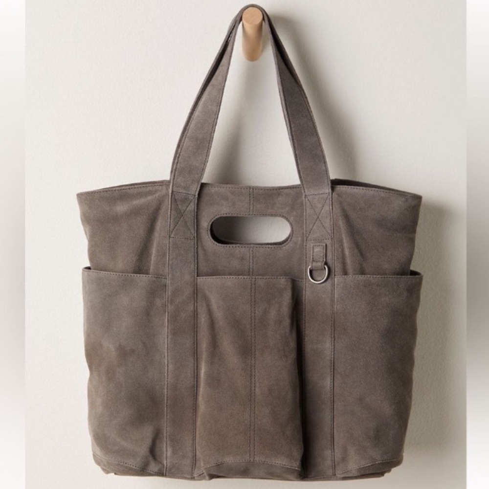 Free People Caravan Tote Bag-Gray Suede-NWT